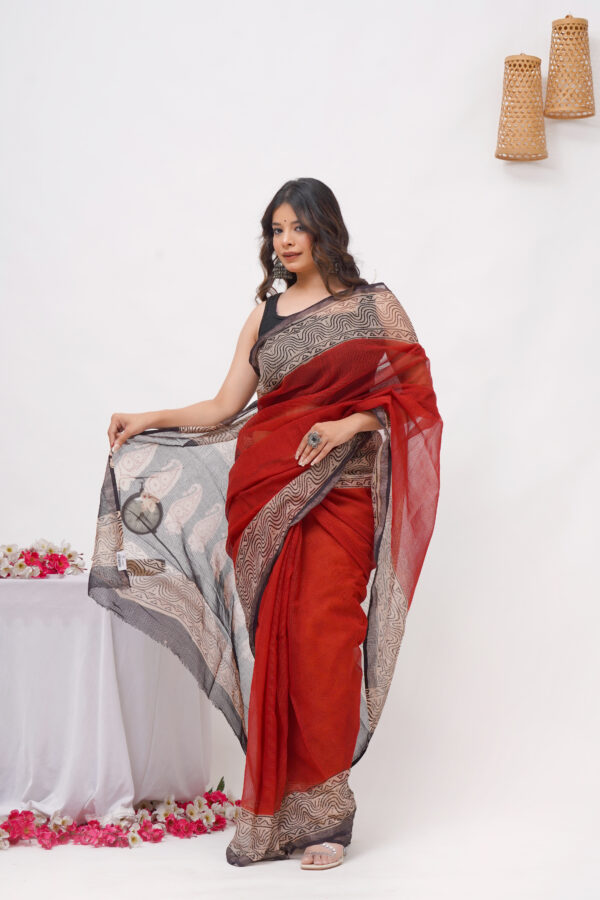 Cotton Kota Vegetable Printed Saree With Blouse