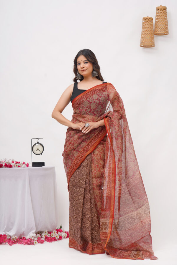 Cotton Kota Vegetable Printed Saree With Blouse