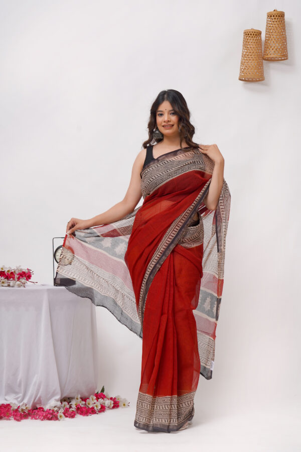 Cotton Kota Vegetable Printed Saree With Blouse