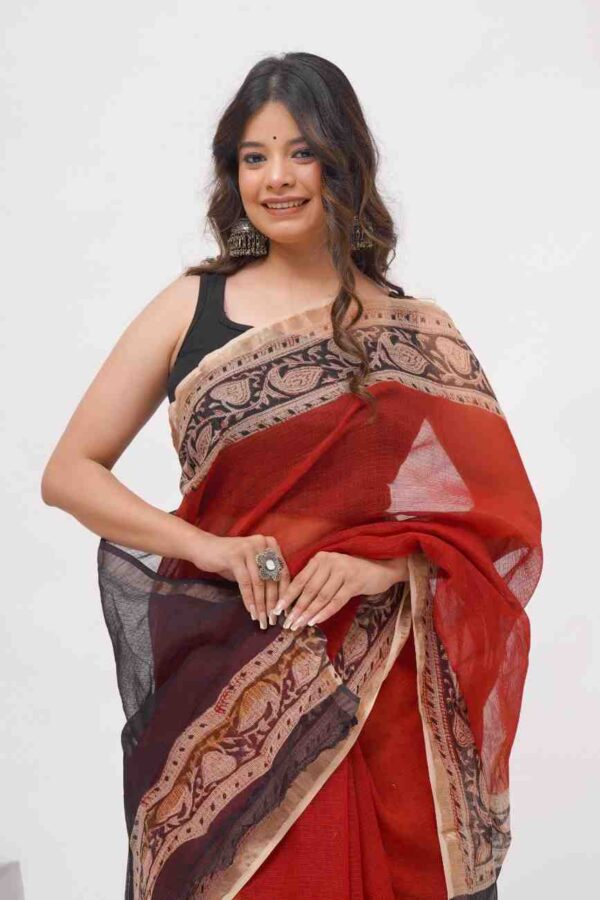 Cotton Kota Vegetable Printed Saree With Blouse
