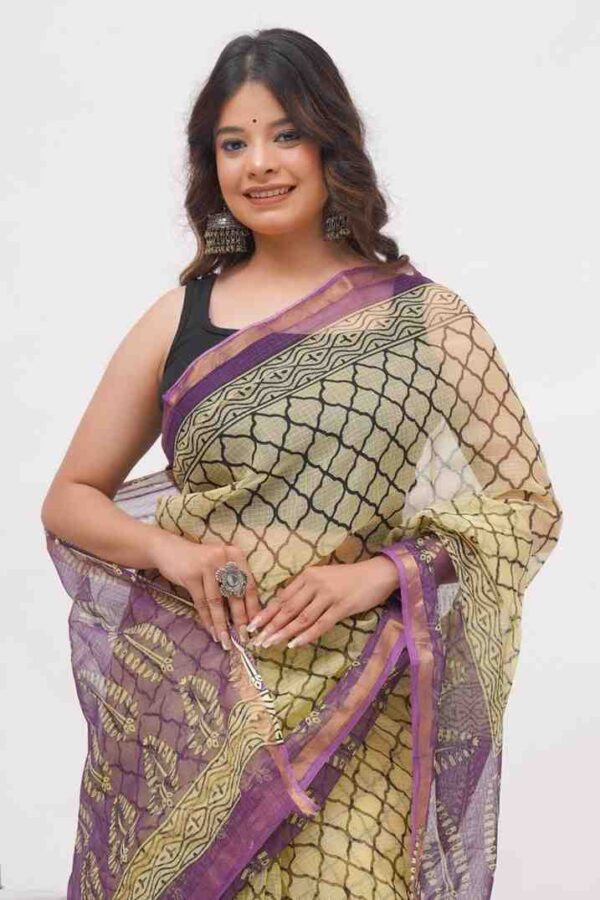 Cotton Kota Vegetable Printed Saree With Blouse