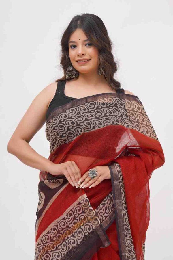 Cotton Kota Vegetable Printed Saree With Blouse