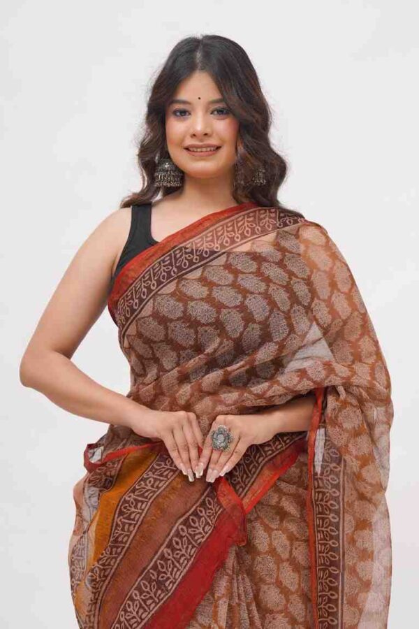 Cotton Kota Vegetable Printed Saree With Blouse