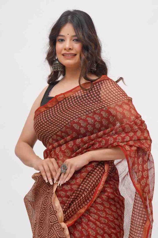 Cotton Kota Vegetable Printed Saree With Blouse