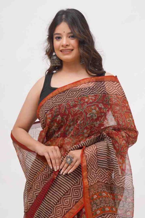 Cotton Kota Vegetable Printed Saree With Blouse