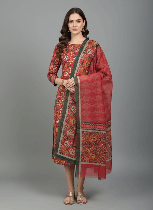 Cotton Suit with Kota Dupatta (Two-Piece Set)