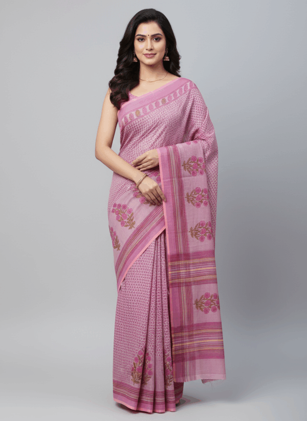 Pure Cotton Kota Printed Saree (With Running Blouse Piece)