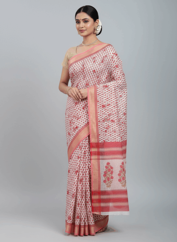 Pure Cotton Kota Printed Saree (With Blouse Piece)