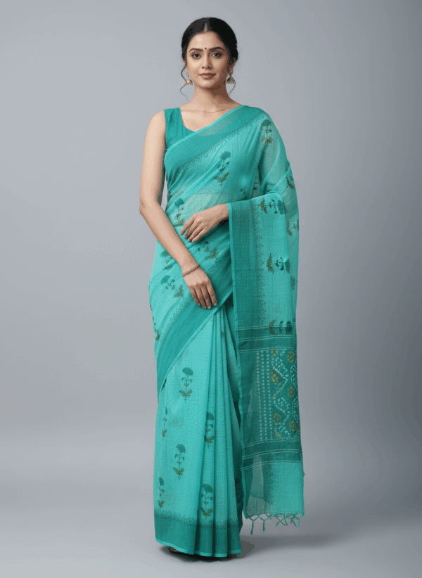 Block Printed Hand Bandhej Saree With Blouse
