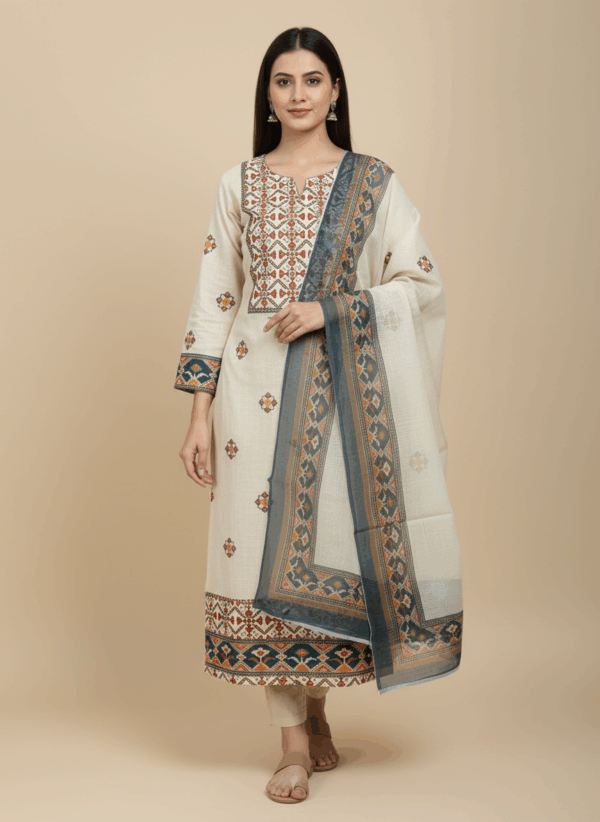 Cotton Suit with Kota Dupatta ( Two-Piece Set)