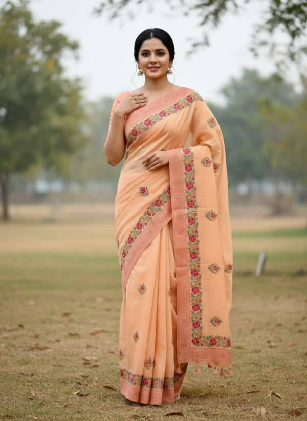 Kota Tissue Embroidery Saree With Embroidery Blouse